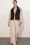Women's Belted Short Trench Coat 5970 - Black - Beige - 3