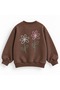 Girl's Sweatshirt with Floral Embroidery on the Back - 2