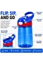Kids Water Bottle 400ml with Straw, Leak-Proof Flip Top Lid, BPA-Free Tritan Drinking Bottle, One-Touch Open, Carry Handle, School Water Bottle - Blue - 2