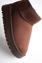Women's Bitter Brown Suede Short Winter Casual Boots with Fur Inside and 5cm Thick Sole - 6