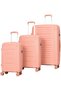 Large Hard Shell Suitcase, Expandable Polypropylene PP Luggage with TSA007 Combination Lock, Double Zipper, Spinner Wheels and USB Charging Port, Travel Trolley Bag - 3pcs