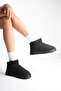 Women's Black Suede Fur Lined 5cm Thick Sole Short Winter Casual Boots - 3