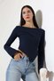 Women's Boat Neck Spanish Sleeve Asymmetrical Front Blouse 22275 - 4