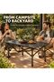 Folding Camping Table with Carry Bag, 95 x 55 x 50 cm Black Slatted Tabletop, X-Frame Support, Easy Setup, Camping & Picnic Use, Portable Design - 7