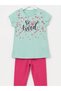 Children's Set Character Printed Crew Neck Short Sleeve T-Shirt Leggings 2-Piece Set 2-6 Years Cotton Loved - 3