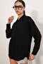 Women's Striped Oversize Shirt 20408 - Black - 4