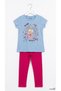 Children's Set Character Printed Crew Neck Short Sleeve T-Shirt Leggings 2-Piece Set 2-6 Years Cotton Milkshake - 3