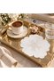 6 Pieces of Floral Pattern Embroidered Linen Coasters - Special Stain-Resistant Fabric Cocktail Napkin Set - 3