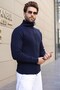 Navy Blue Zippered Stand Collar Men's Knitwear Cardigan E7529 - 6