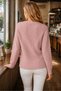 Women's Round Neck Long Sleeve Thessaloniki Sleeve Hair Braided Twisted Stylish Elegant Casual Powder Knitwear Sweater - 3