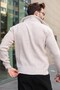 Stone Color Zippered Stand Collar Men's Knitwear Cardigan E7529 - 5