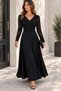 Women's V-Neck Lace Sleeve Janjan Crepe Special Occasion Evening Dress |   Elegant Invitation Dress - 2