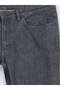 Dark Blue Straight Slim Fit Denim Cotton Blend Trousers - 8