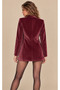 Women's Burgundy Velvet Blazer Jacket Be508 - 2