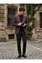 Burgundy Patterned Modern Fit Wool Blend Knitted Jacket - 2