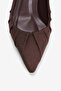Women's Suede Stiletto Pointed Toe Drawstring Detailed Heeled Shoes Dova Brown - 4