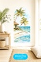 Sea and Palm Tree Landscape Bohemian Arch Boho Arch Modern Wall Sticker Mnb-99 - 2