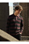 Purplish Blue Polo Collar Striped Wool Blend Knit Sweater - 2