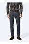 Dark Blue Straight Slim Fit Denim Cotton Blend Trousers - 3