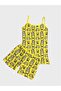 Girl's Cotton Yellow Cat Patterned Athlete Boxer Set
