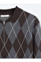 Brown Polo Collar Baklava Cotton Blend Knit Sweater - 8