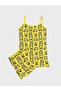 Girl's Cotton Yellow Cat Patterned Athlete Boxer Set - 2