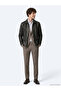 Khaki Regular Fit Shirt Collar Casual Leather Leather Coat - 7