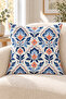 Blue Orange Ethnic Tile Pattern 4 Pillow Covers 1 Runner 5 Piece Set - 5