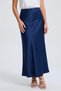 Navy Blue Verev Cut Draped Luxury Satin Skirt - 3