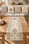 Sage Red Ethnic Floral Patterned 4 Pillow Covers 1 Runner 5 Piece Set
