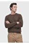 Khaki Crew Neck Plain Sweatshirt - 4