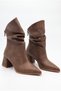 Women's Thick Heeled Pointed Toe Bellows Mink Skin Back Zipper Boots - 7