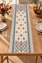Blue Powder Ethnic Floral Patterned 4 Pillow Covers 1 Runner 5 Piece Set - 4