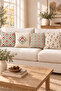 Sage Red Ethnic Floral Patterned 4 Pillow Covers 1 Runner 5 Piece Set - 3