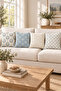 Blue Gray Ethnic Floral Patterned 4 Throw Pillow Covers 1 Runner 5 Piece Set - 3