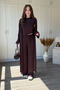 Modal Fabric 3-Piece Long Brown Cardigan Pants Blouse Set - 2