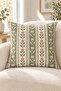 Sage Red Ethnic Floral Patterned 4 Pillow Covers 1 Runner 5 Piece Set - 7