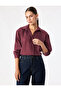 Long Sleeve Plum Color Striped Oversize Shirt - 2