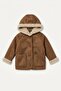 Hooded Faux Fur Suede Coat Baby Girl H3536A526Au