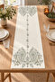 Khaki Beige Geometric 4 Cushion Covers with Shawl Motif 1 Runner 5 Piece Set - 4