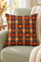 Orange Green Plaid Pumpkin Leaf Pattern 4 Throw Pillow Covers 1 Runner 5 Piece Set - 7