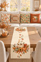 Orange Green Pumpkin Floral Pattern 4 Throw Pillow Covers 1 Runner 5 Piece Set