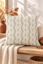 Khaki Beige Geometric 4 Cushion Covers with Shawl Motif 1 Runner 5 Piece Set - 7