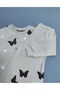 Girl's Butterfly Patterned Ruffle Detailed 2-Yarn Combed Cotton Top and Bottom Set – Comfortable Fit – 2-6 Years - 6