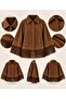 Women's Brown Suede Look Tasseled Cape with Bird's Eye Detail Poncho - 6