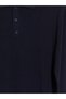 Ozmarka New Season Navy Blue Polo Collar Men's Knitwear Sweater - 6