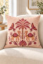 Powder Burgundy Ethnic Floral Patterned 4 Pillow Covers 1 Runner 5 Piece Set - 6
