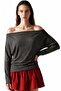 Busem Striped Degaje Collar Long Sleeve Blouse