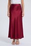 Burgundy Verev Cut Draped Luxury Satin Skirt