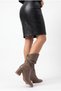 Women's Thick Heeled Pointed Toe Bellows Mink Skin Back Zipper Boots